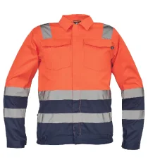 Reflexná pracovná bunda Cerva VALENCIA, oranžovo-modrá