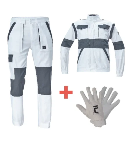 Cerva Max Neo set trousers + jacket, gloves gratis, white