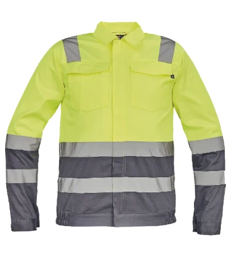 Reflective work jacket Cerva VALENCIA, yellow-gray