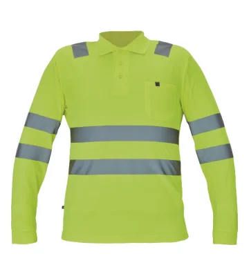 Reflective polo shirt Cerva LUGO, long sleeve, yellow