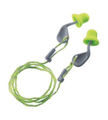 Disposable earplugs uvex xact-fit, with cord, lime, 26 dB