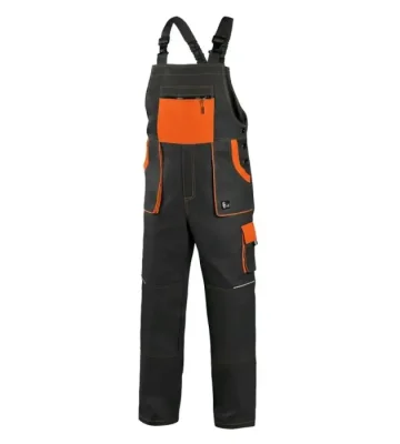 Bib work trousers CXS Luxy Robin, 100% cotton, black-orange