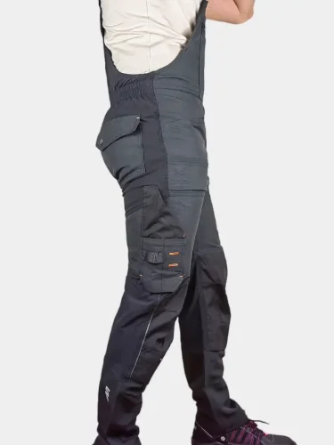 Stretch bib pants with holster and knee pockets Erebos, black