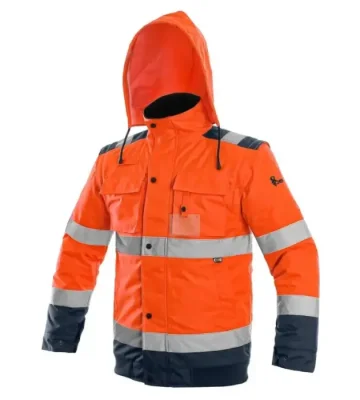 Reflective work jacket CXS Luton, insulated, 2in1, orange