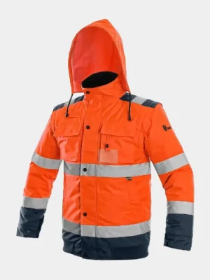 Reflexná pracovná bunda CXS Luton, zateplená, 2v1, oranžová