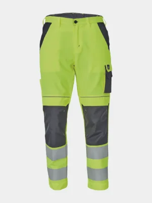 Reflective work trousers Cerva Max Vivo, yellow