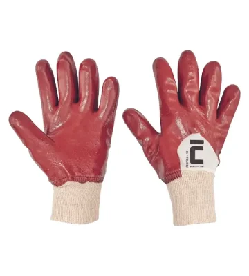 Knitted gloves Cerva REDPOLL, cotton, PVC