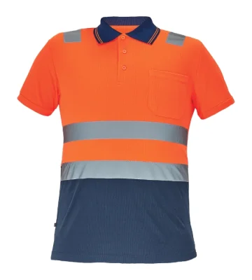 Reflective polo shirt Cerva CADIZ, orange-navy