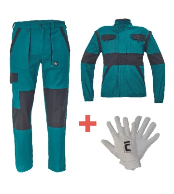 Cerva Max Neo set trousers + jacket, gloves gratis, petrol