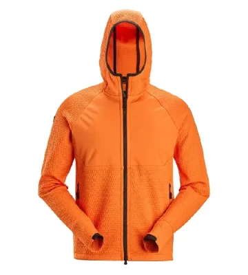 Full-zip midlayer hoodie Snickers FlexiWork Active Comfort 8405, orange