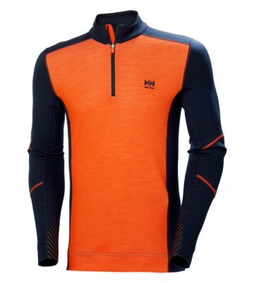 Termo tričko Helly Hansen Lifa Merino, dlhý rukáv, polzips, oranžové