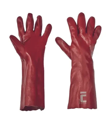 Knitted gloves Cerva REDSTART, cotton, PVC, 45cm