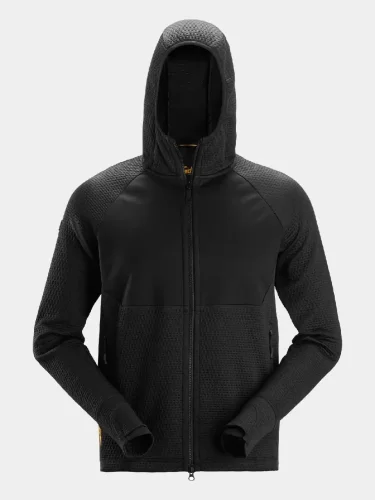 Full-zip midlayer hoodie Snickers FlexiWork Active Comfort 8405, black