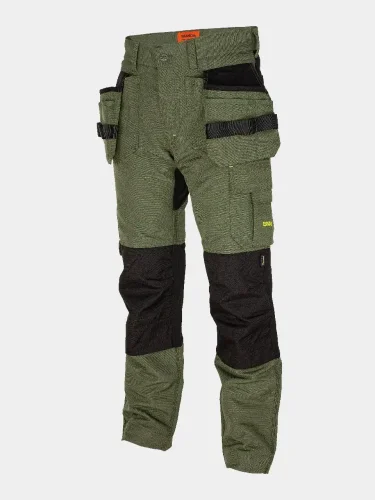 Stretch trousers with holster and knee pockets Erebos, green