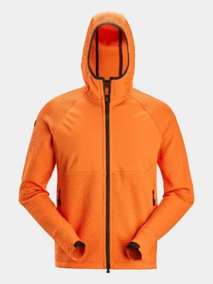 Full-zip midlayer hoodie Snickers FlexiWork Active Comfort 8405, orange