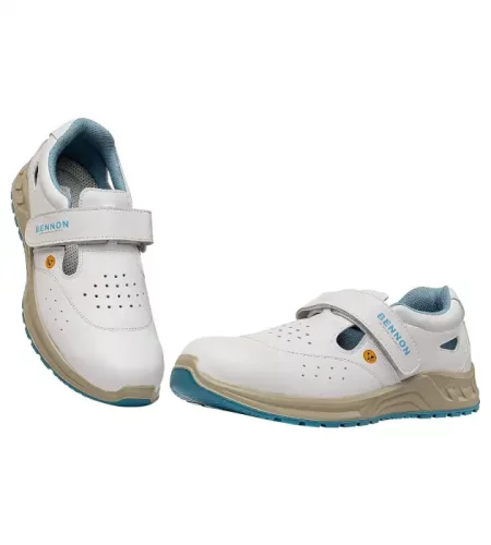 Zdravotnícke sandále Bennon WHITE  O1 ESD, biele