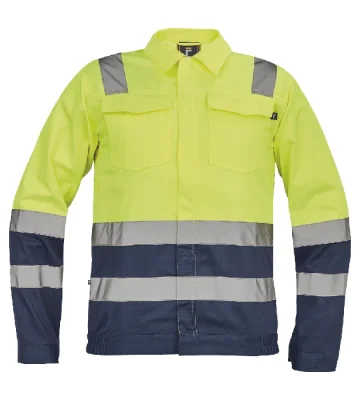 Reflective work jacket Cerva VALENCIA, yellow-blue