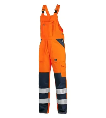 Reflective bib work trousers with mesh CXS Norwich, orange