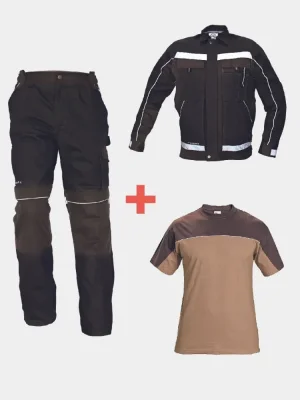 Australian Line Stanmore set trousers + jacket and T-shirt, brown