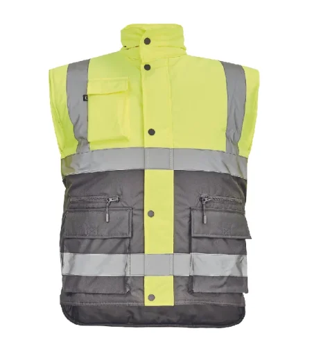 Winter hi-vis vest Cerva HELLIN, yellow-gray