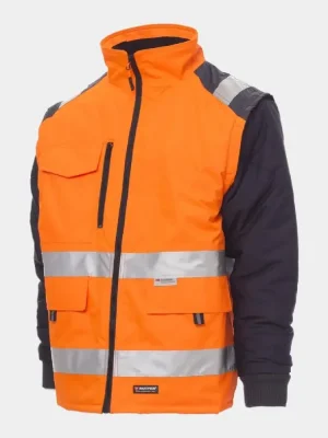 Hi Vis jacket with detachable inset sleeves Payper Hiway, orange