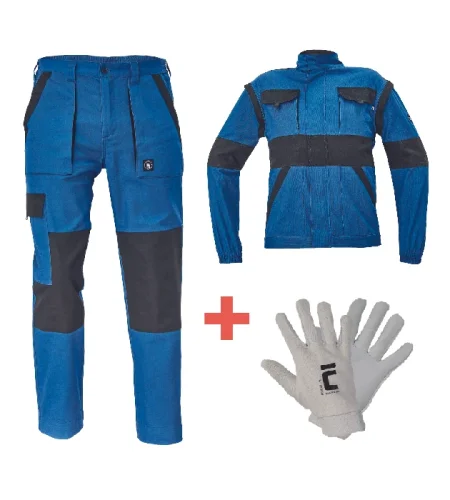 Cerva Max Neo set trousers + jacket, gloves gratis, blue