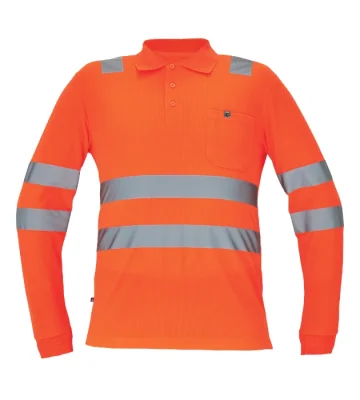 Reflective polo shirt Cerva LUGO, long sleeve, orange