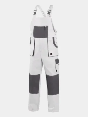 Bib work trousers CXS Luxy Robin, 100% cotton, white