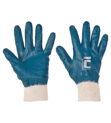 Dipped work gloves Cerva HARRIER Full, cotton, nitrile, blue