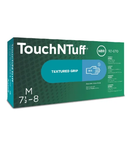 Disposable gloves Ansell TouchNTuff 92-670, nitrile, powder-free, 100 pcs/pack