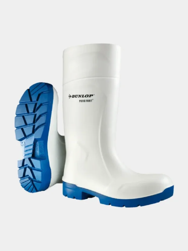 Bezpečnostné gumáky DUNLOP Purofort FoodPRO M-Grip S4, oceľ. špica, biele