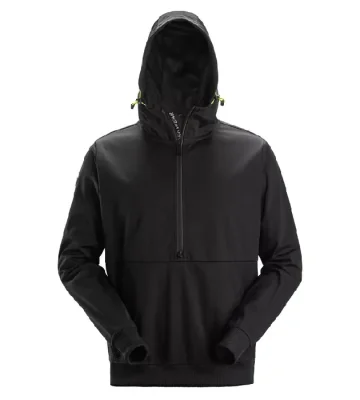 Windblocker stretch half-zip hoodie Snickers FlexiWork 8400, black