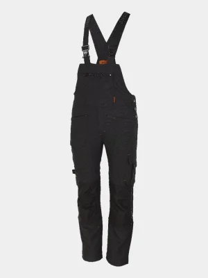 Stretch bib pants with holster and knee pockets Erebos, black