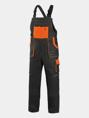 Bib work trousers CXS Luxy Robin, 100% cotton, black-orange