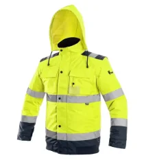 Reflexná pracovná bunda CXS Luton, zateplená, 2v1, žltá