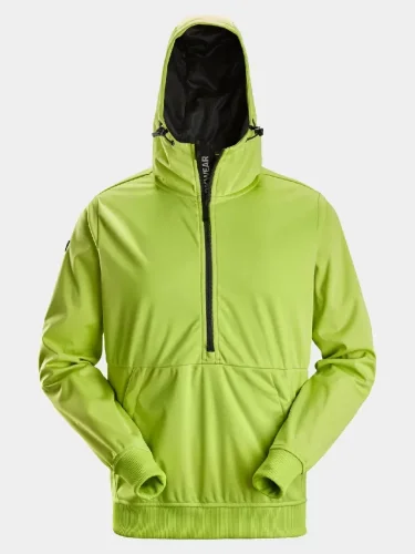 Windblocker stretch half-zip hoodie Snickers FlexiWork 8400, lime