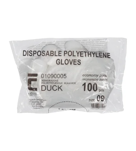 Disposable gloves Cerva DUCK, PE, 100 pcs/pack