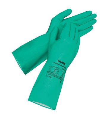 Chemical protection gloves uvex profastrong NFF33, green