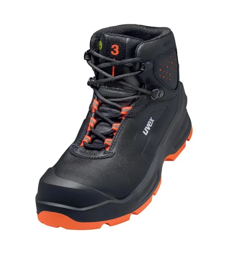 Safety full-leather boots Uvex 3, S3 SRC CI, black-orange