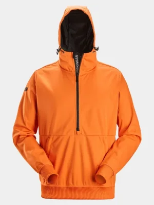 Windblocker stretch half-zip hoodie Snickers FlexiWork 8400, orange