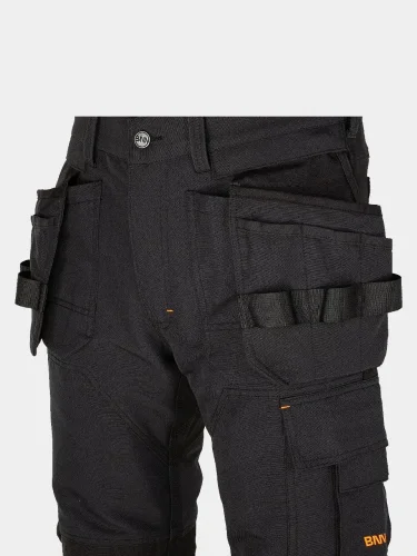 Stretch trousers with holster and knee pockets Erebos, black - Size: 46