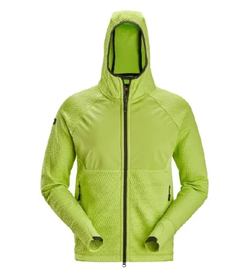 Full-zip midlayer hoodie Snickers FlexiWork Active Comfort 8405, lime