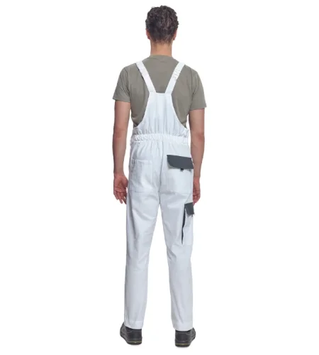 Bib work trousers Cerva Max Neo, 100% cotton, white