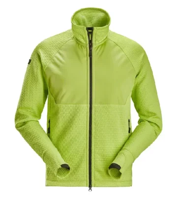 Full-zip midlayer Snickers FlexiWork Active Comfort 8404, lime