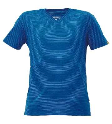 ESD work t-shirt V-neck Cerva NOYO, short sleeve, royal