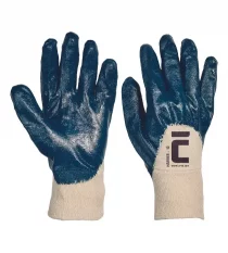 Máčané pracovné rukavice Cerva HARRIER, bavlna, nitril, modré
