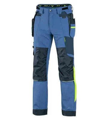 Stretch work trousers CXS Naos, blue-yellow