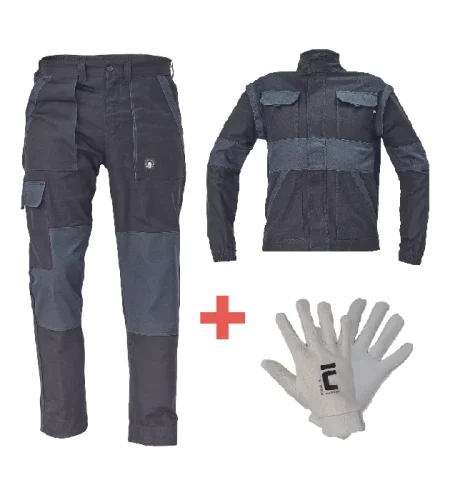 Cerva Max Neo set trousers + jacket, gloves gratis, black