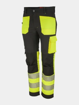 Reflective work trousers Bennon Erebos, yellow, cl. 1