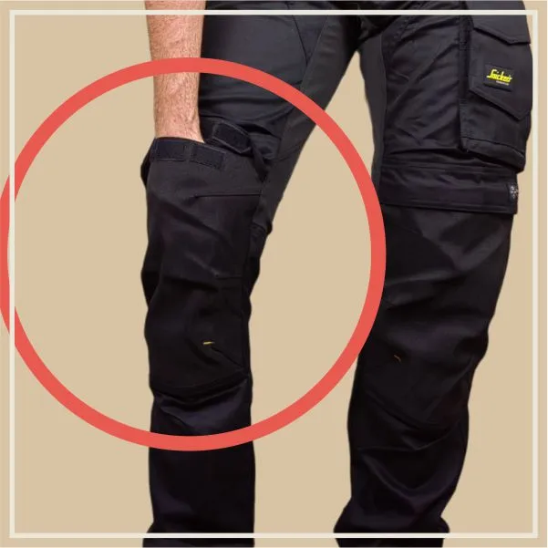 Work Trousers Snickers AllroundWork Stretch 6341, black, kneepad